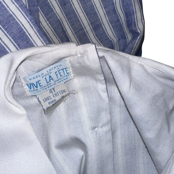 Vintage Vive La Fete Sailor Dress Toddler Girls 4T Smocked Sailboat Sleeveless - Picture 9 of 10